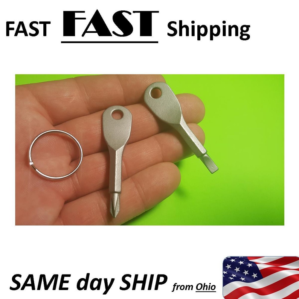 Key Chain SCREWDRIVER set - handy and always ready -- flat & phillips -- 2 SETS