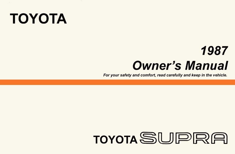 1987 Toyota Supra Owner's Manual
