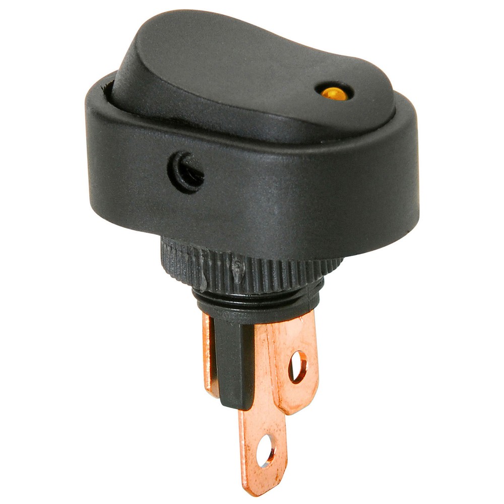 SPST Automotive Rocker Switch w/Amber LED 12V