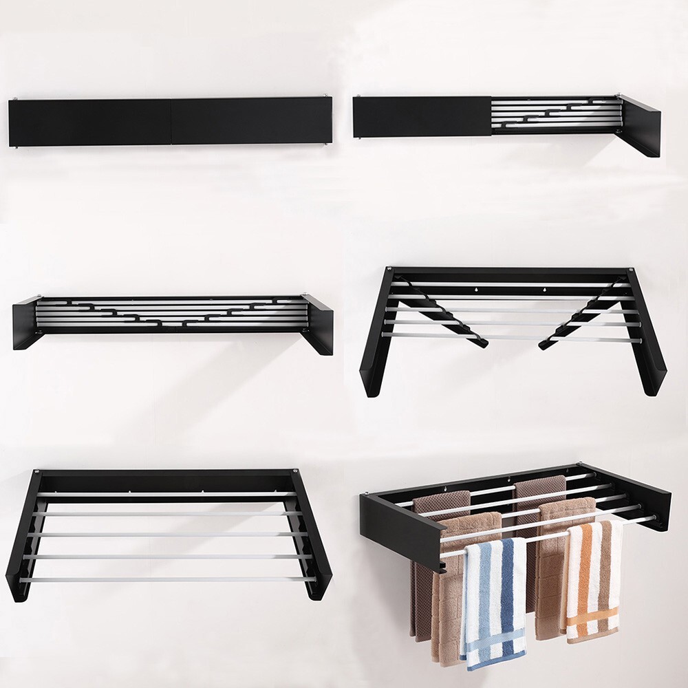 Laundry Drying Rack, Wall Mounted, Collapsible Clothes Drying Rack 31.5in Flush