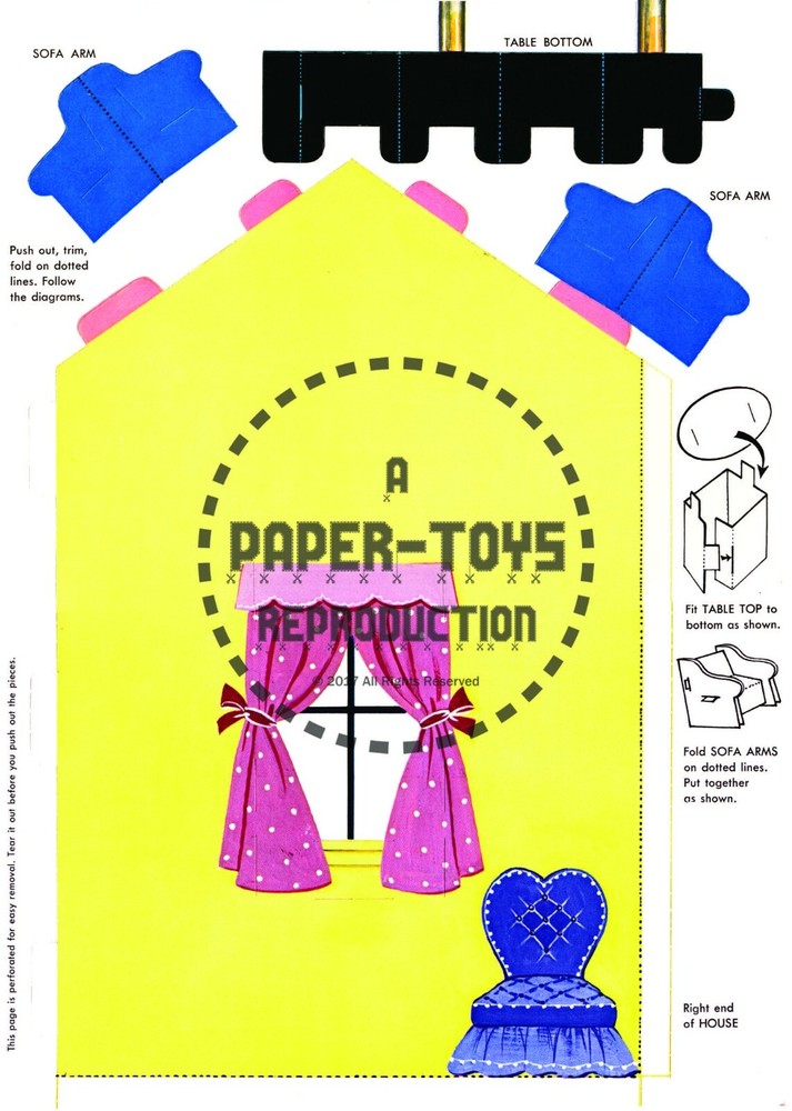 VINTAGE REPRINT - 1963 - DOLLHOUSE PUNCH-OUT BOOK