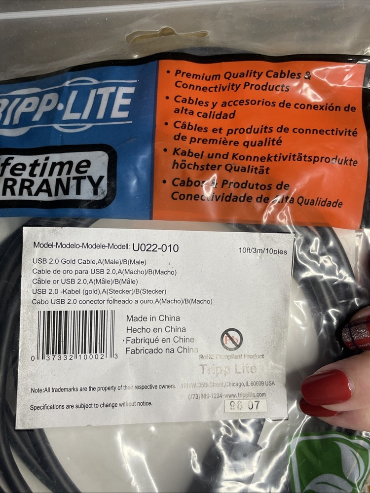 Tripplite U022-010 Usb 2.0 Certified A/b Device Cable -u022010- -