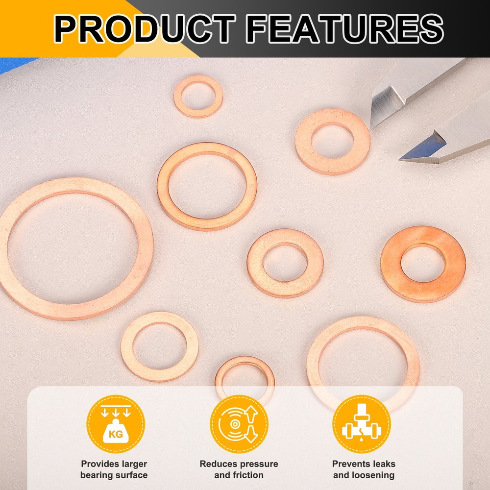 14pcs Copper Flat Washers M16x24x1mm Sealing Ring Plug Gaskets