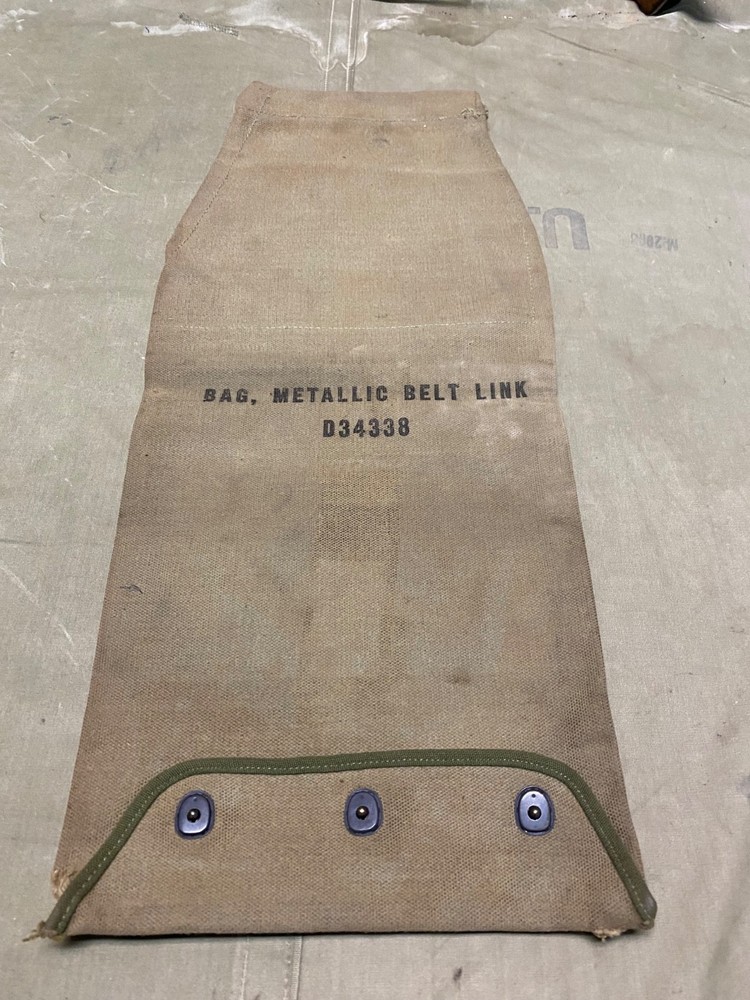 ORIGINAL WWII US ARMY .30 .50 CAL AMMO METALLIC BELT LINK CARRY CATCH BAG-OD#3