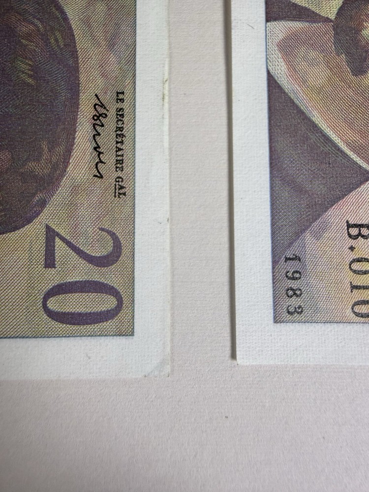 France 20 Francs 1983 Debussy 3 Consecutive UNC Notes