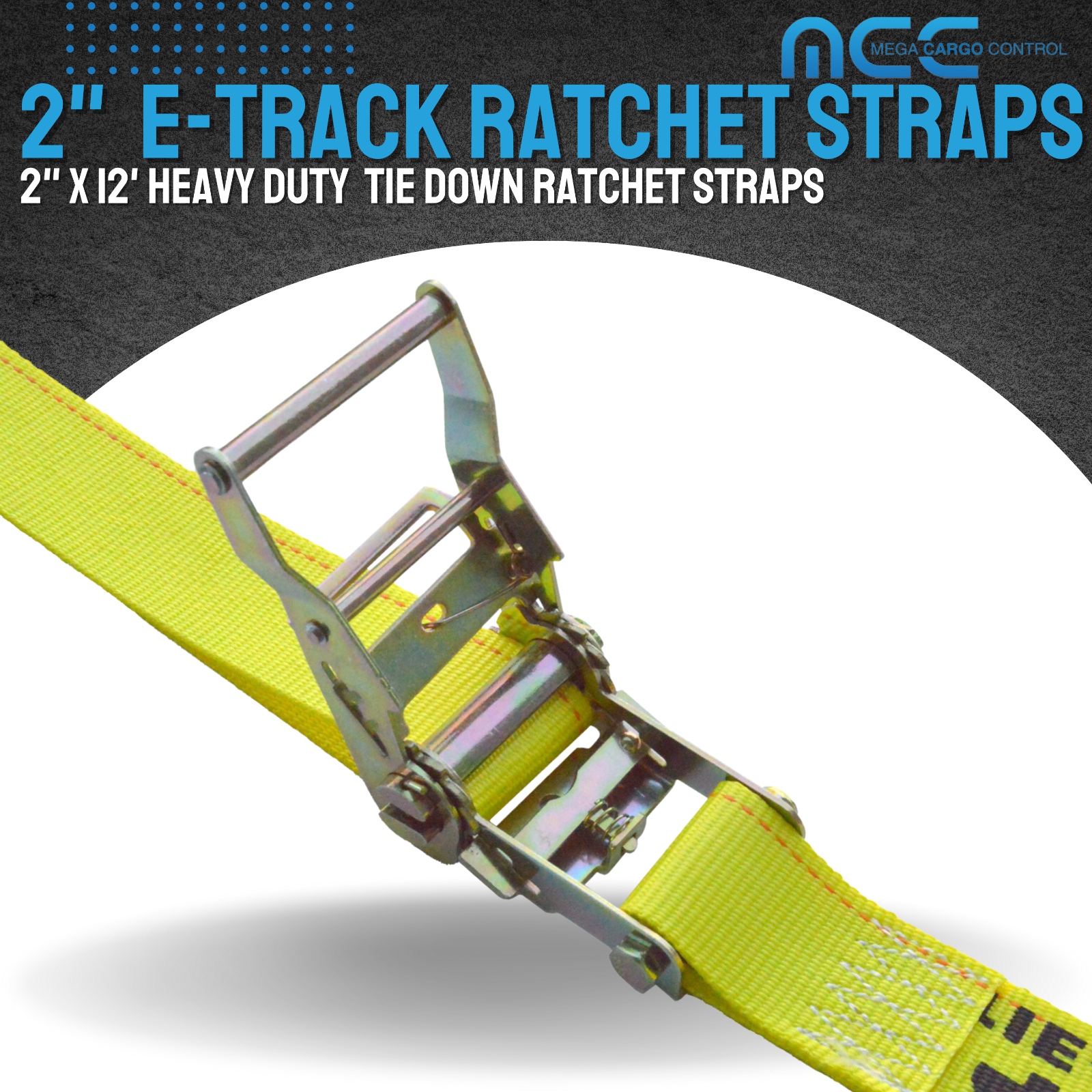 2 Pack 2" x 12' E-Track Ratchet Tie Down Strap Truck Trailer Enclosed Cargo Van
