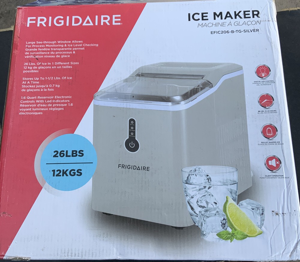 🍏 Frigidaire Ice Maker - Silver EFIC206,Distressed Box