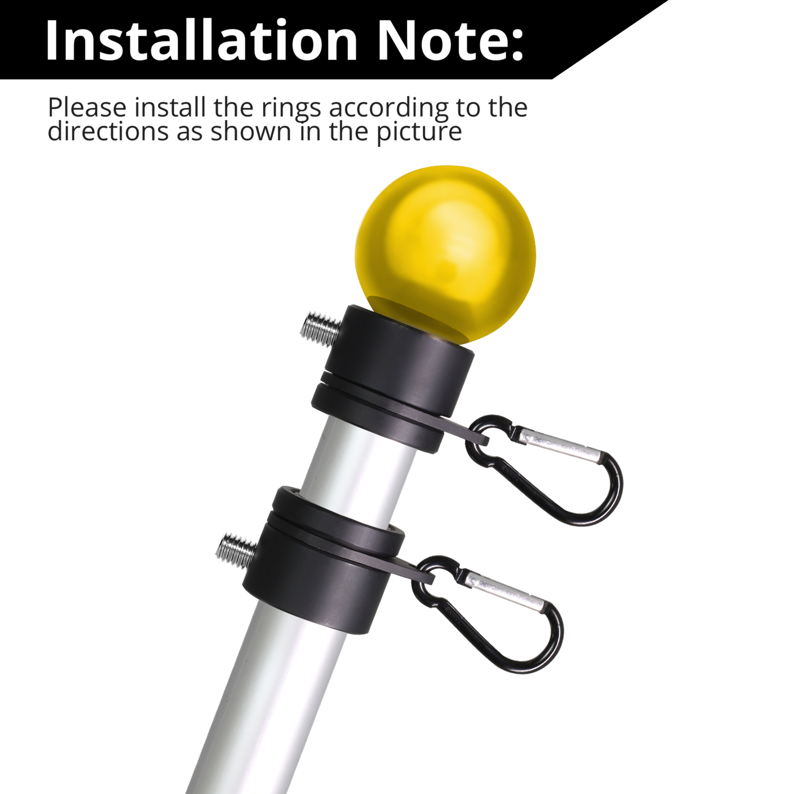 Anley 2pcs 1.26" Aluminum Flag Pole Mounting Rings Anti Wrap 360° Rotatable Ring