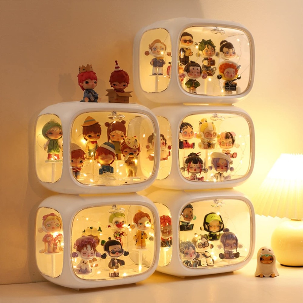 Clear Acrylic Display Case for Figures with LED Light, Dustproof & Moisturepr...