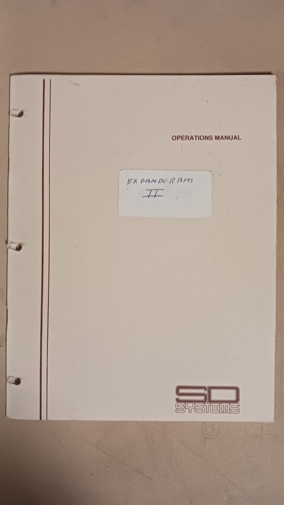 SD Systems ExpandoRAM II Expandable Random Access Memory Manual (No Board)