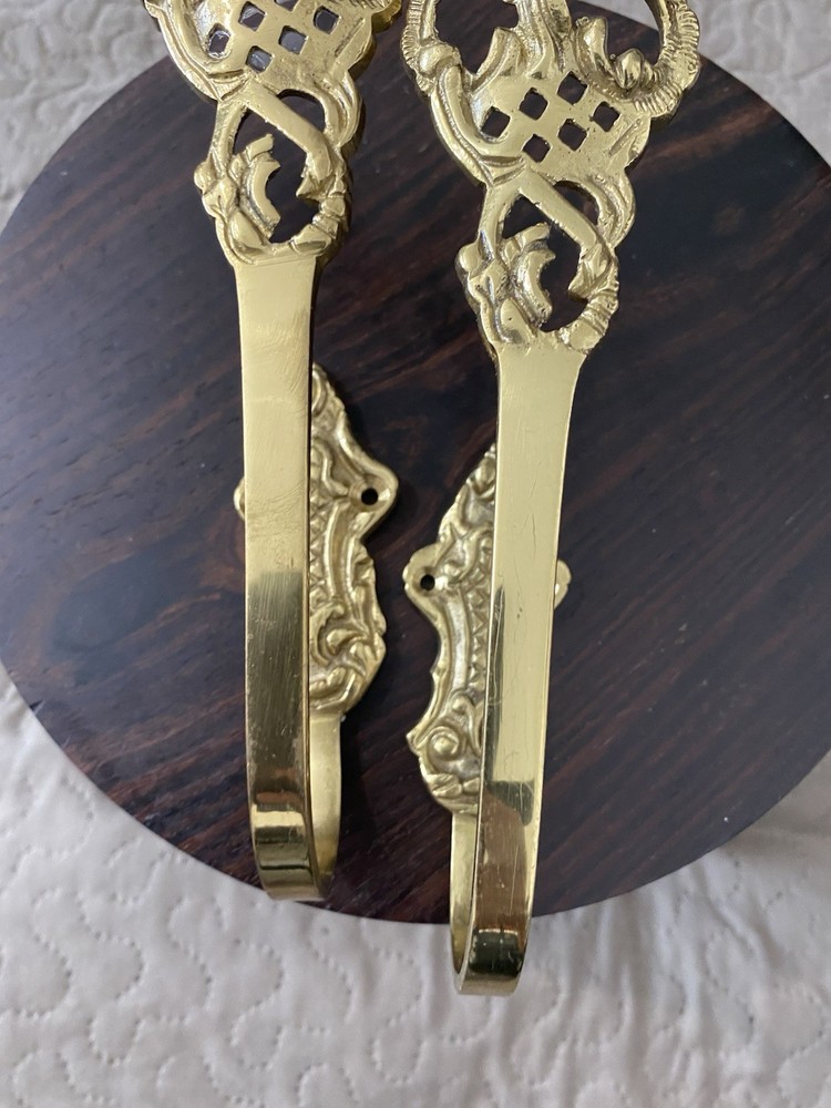 Vintage Brass Curtain Tie Backs Hooks