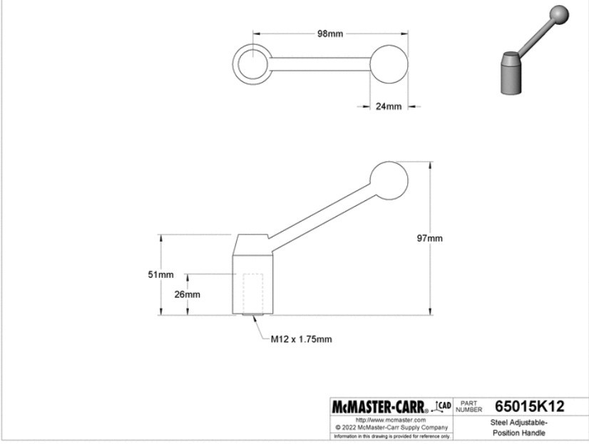 McMaster Carr MA-39625 Steel Adjustable-Position Handle
