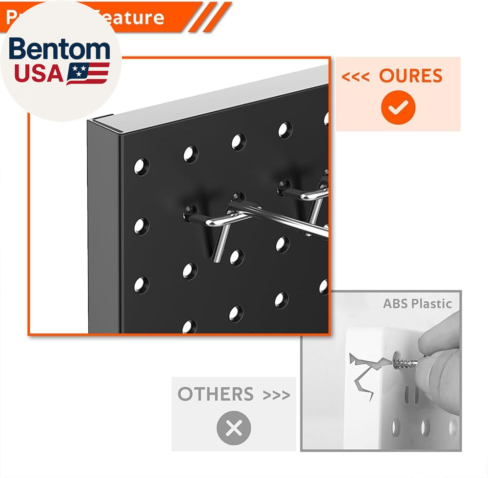 4 Pcs Metal Pegboard Wall Panels, Peg Boards for Garage Tool Storage