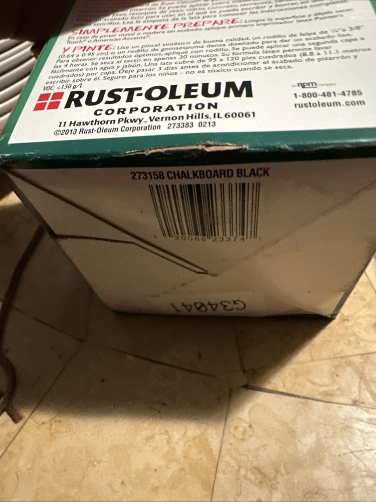 Rustoleum 206540 1 Quart Black Chalk Board Paint