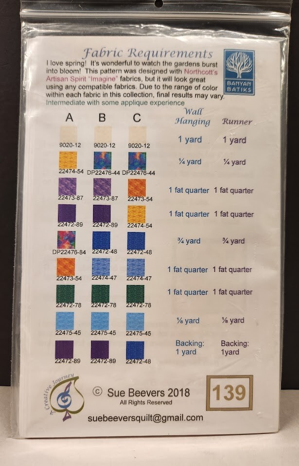Sue Beevers Springtime Runner Wall Hanging Trillium Ridge Quilt Pattern NIP