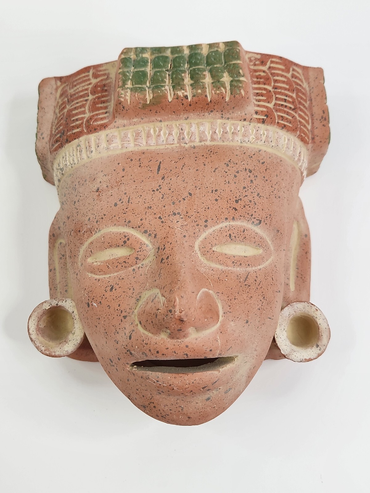 Vintage Mexican Mask Terra Cotta Red Clay Tribal Mask Wall Decor Mexico