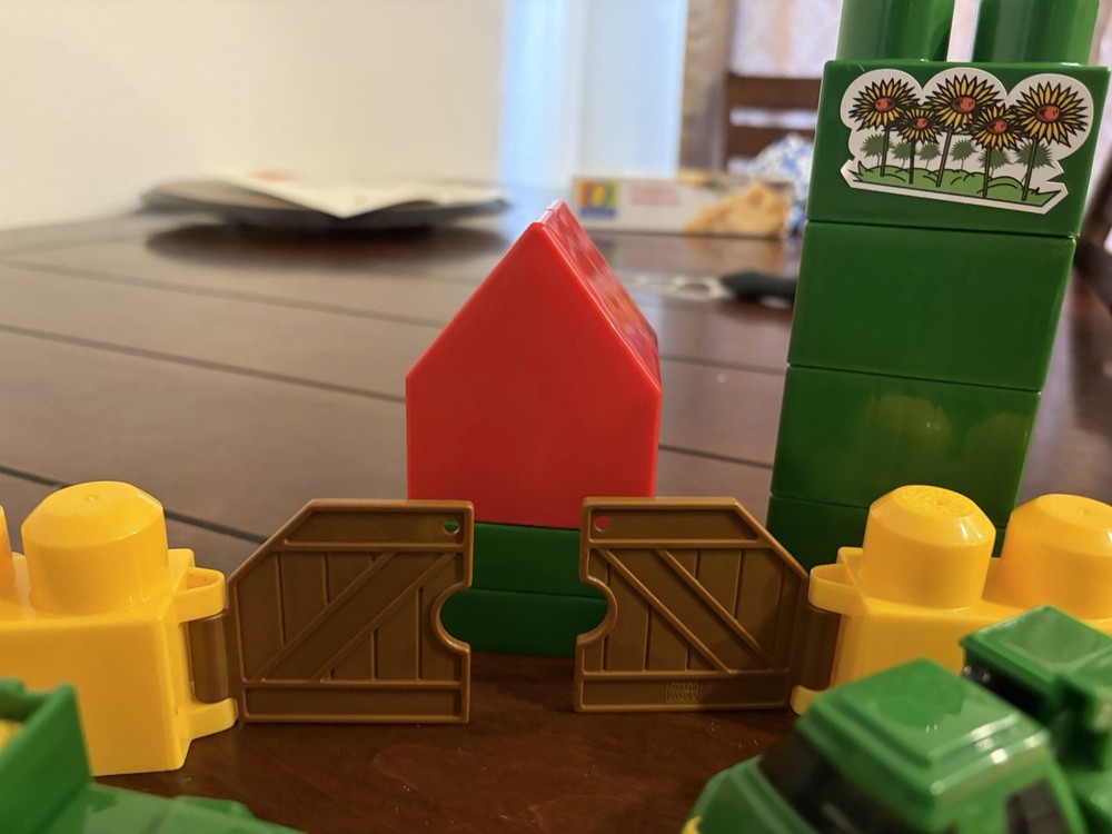2 Mega Blocks John Deere Front Loader with removable Pieces