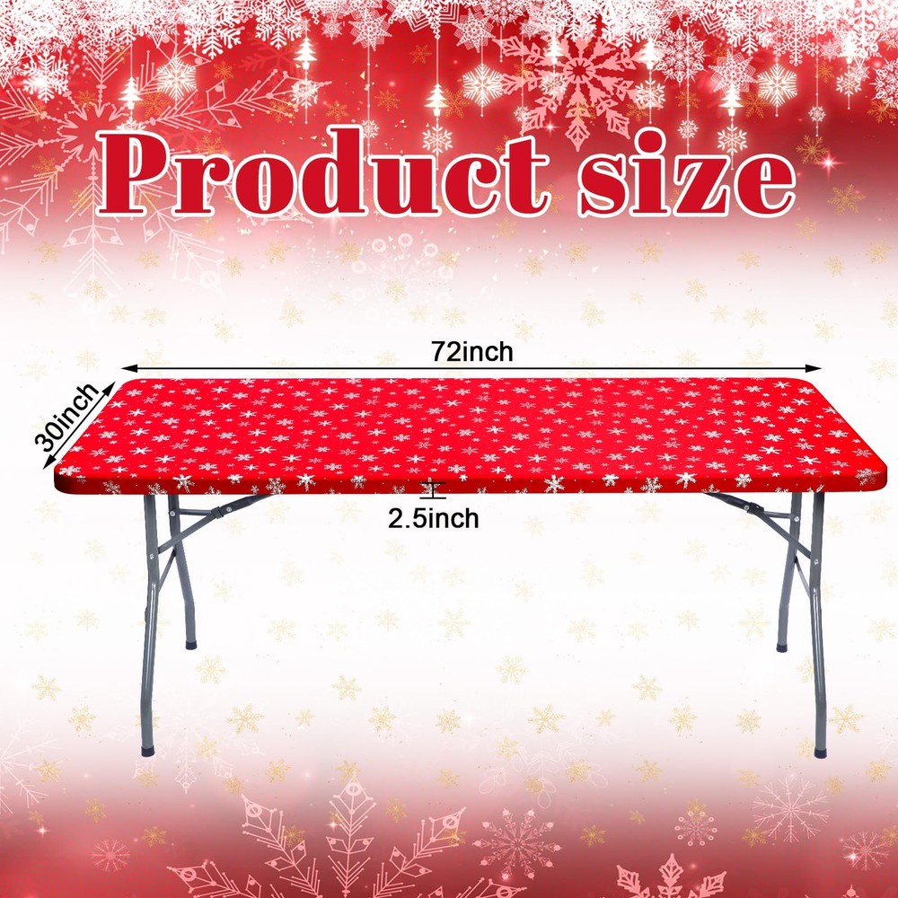 Mixweer 3 Pcs Snowflake Tablecloth Elastic Edge Tight Fitted Rectangle Folding T