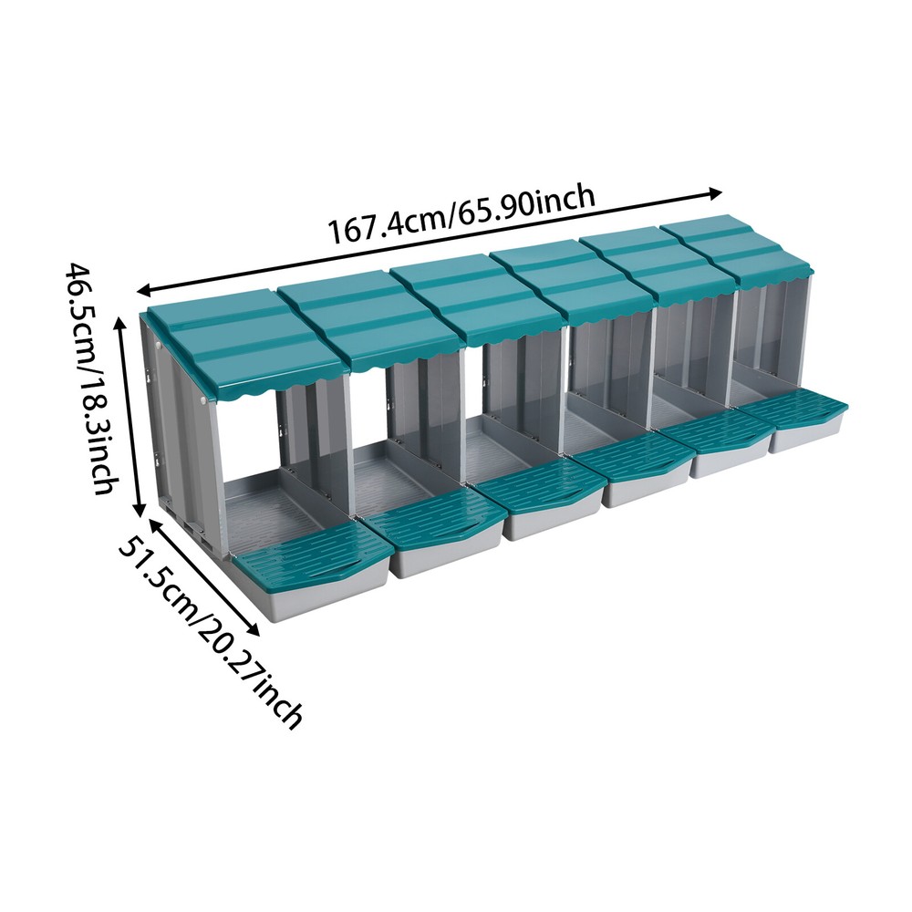 6 Compartments Chicken Laying Boxes with Egg Collection Nesting Boxes Green US