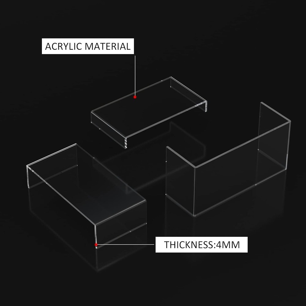 Acrylic Risers Display Stands 3pcs, Rectangular Dessert Table Clear