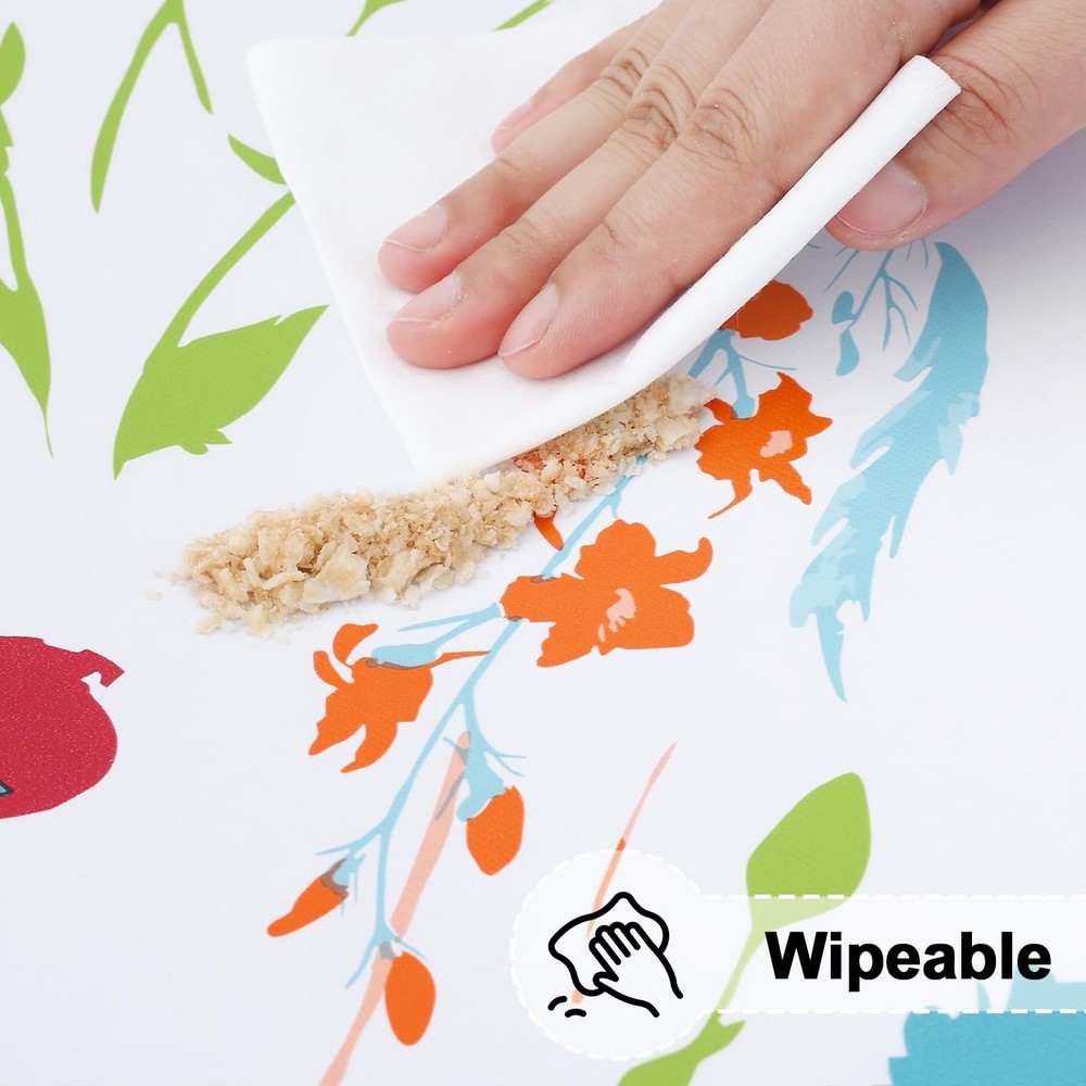 Rectangle Vinyl Tablecloth, Fitted Table Cover, 100% Waterproof, Elastic Edge...