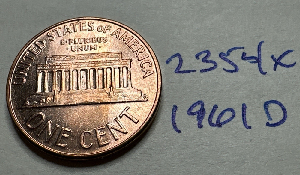 1961 D Lincoln Memorial Penny Cent 2354X