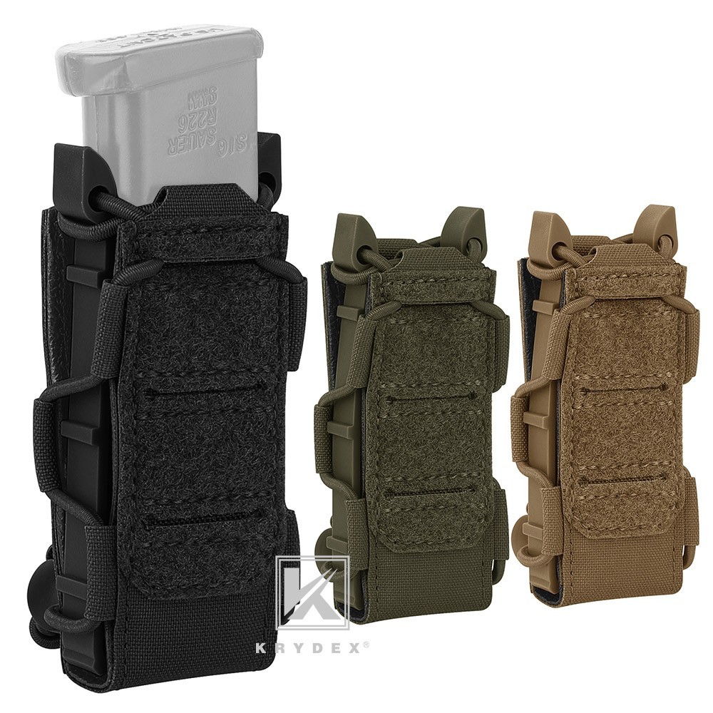 KRYDEX Tactical 9mm Magazine Pouch Open Top Pistol Mag Carrier MOLLE Compatible