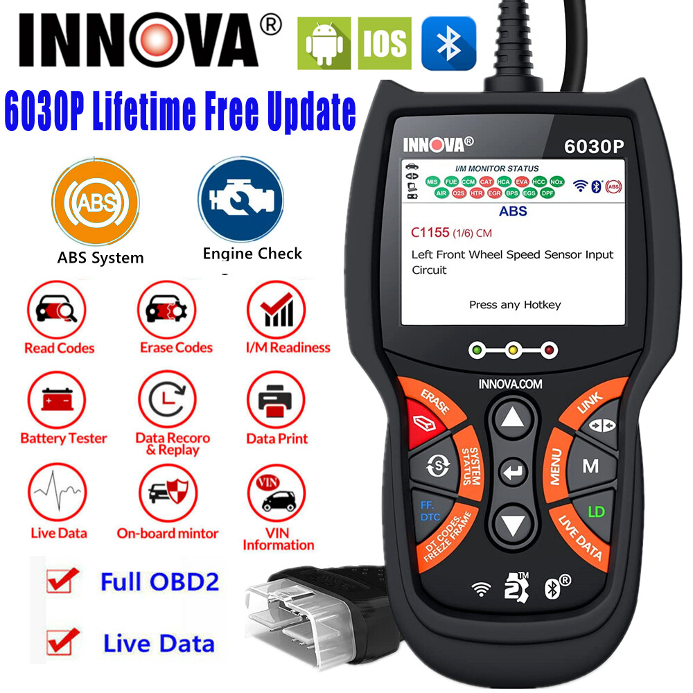 INNOVA 6030P Car ABS Scanner Check Engine Battery OBD2 Code Reader Live Data