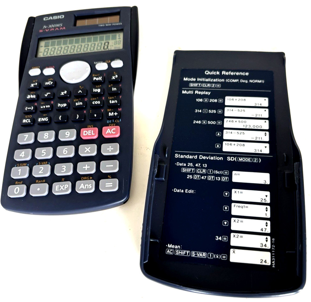 Casio Fx-300MS Plus Solar Powered Scientific Calculator With Case & Directions