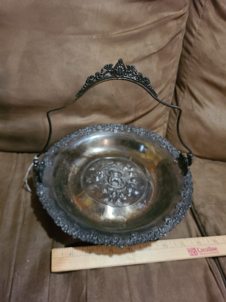 Footed Silver-Plated Serving Plate with Handle
