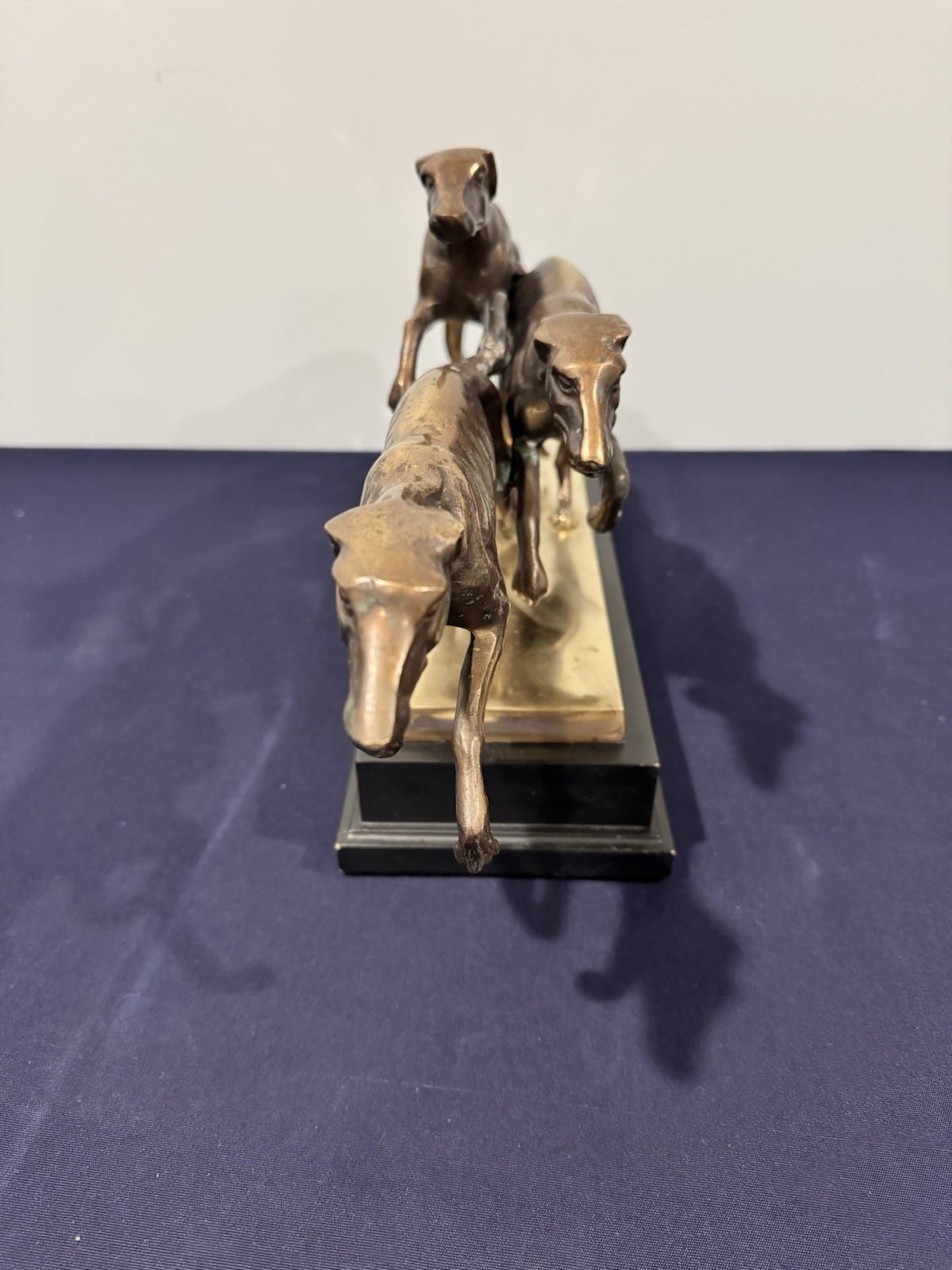 Beautiful and Rare 3 Greyhounds Racing Bronze Sculpture/Statue