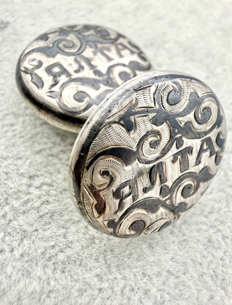 ANTIQUE RUSSIAN SILVER NIELLO CUFF LINKS 84