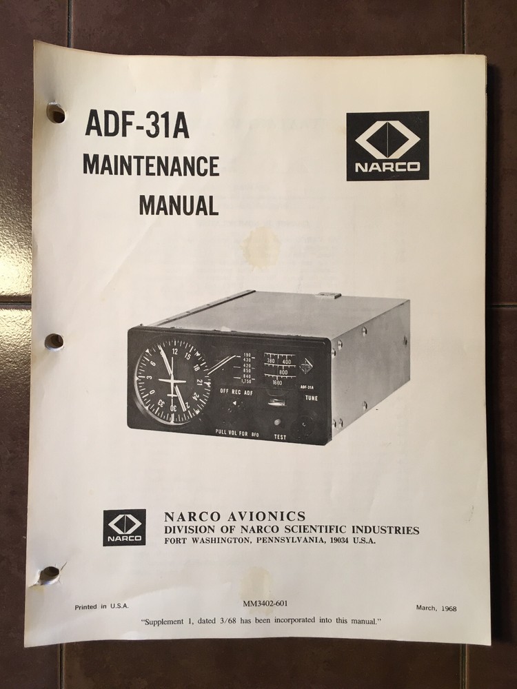 Narco ADF-31A Install & Service Manual