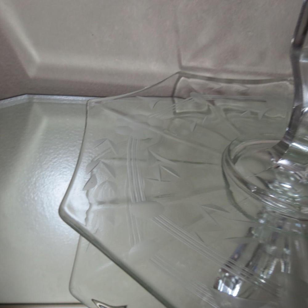 Imperial Glass Molly Pattern 8 sided handled tray with cutting