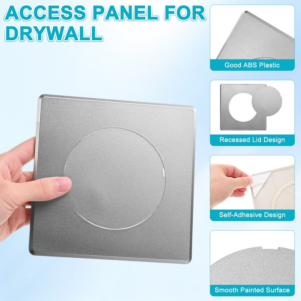 2-Pack Access Panel for Drywall, 4x4" Plastic Removable [Grey, Round]