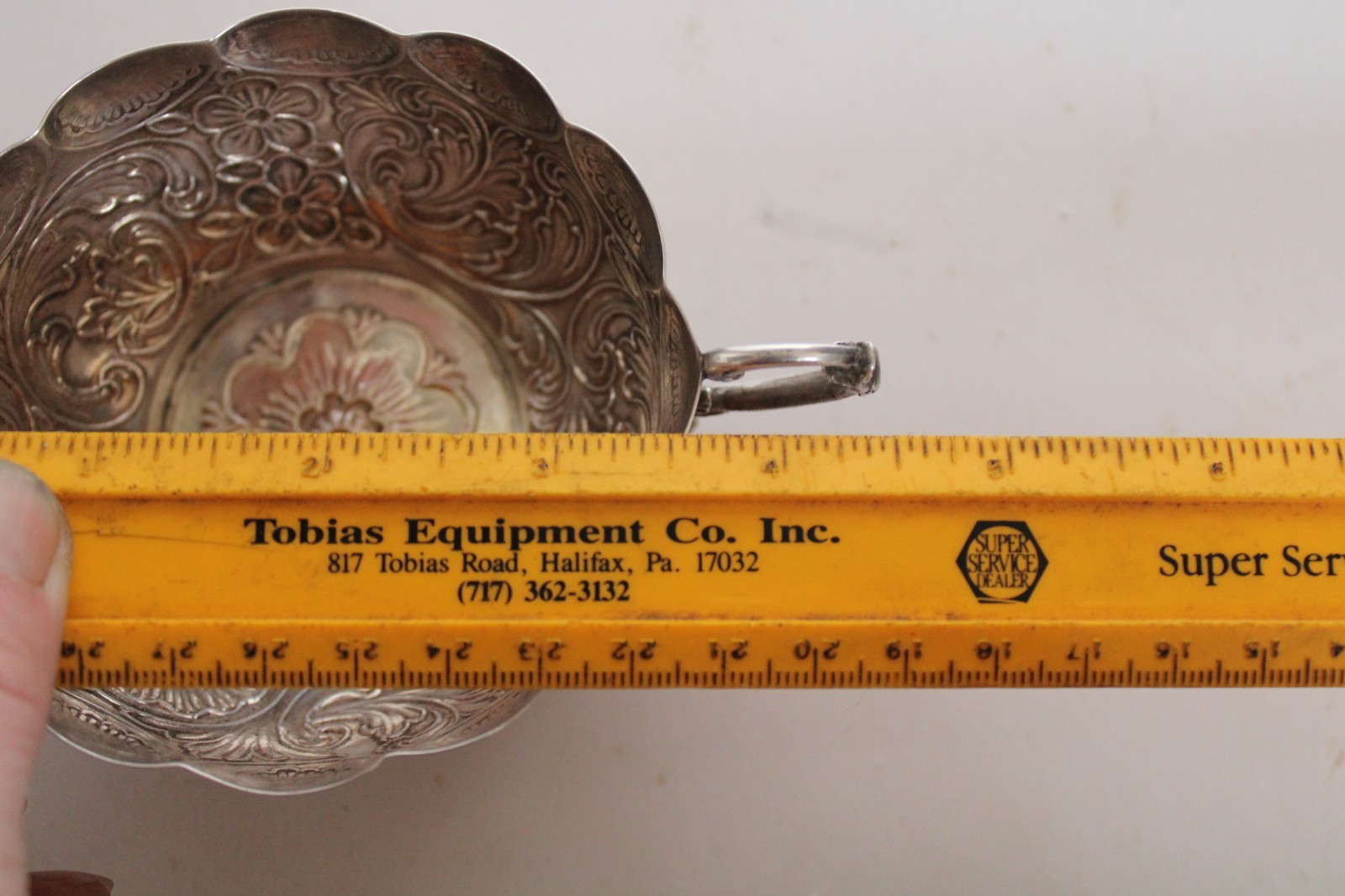 Antique 19th Century Silver Portuguese Bernegal Repousse Handled Religious Cup