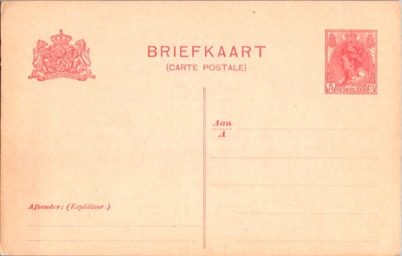 Netherlands Higgins & Gage 70 Unused.