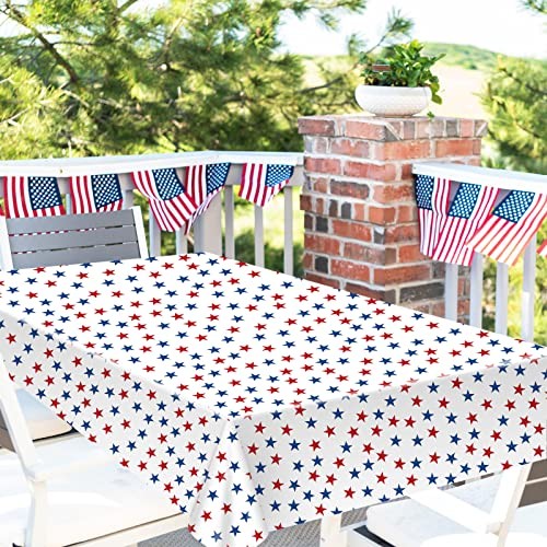 3 Packs Patriotic Plastic Tablecloth Rectangular Disposable Stars Table