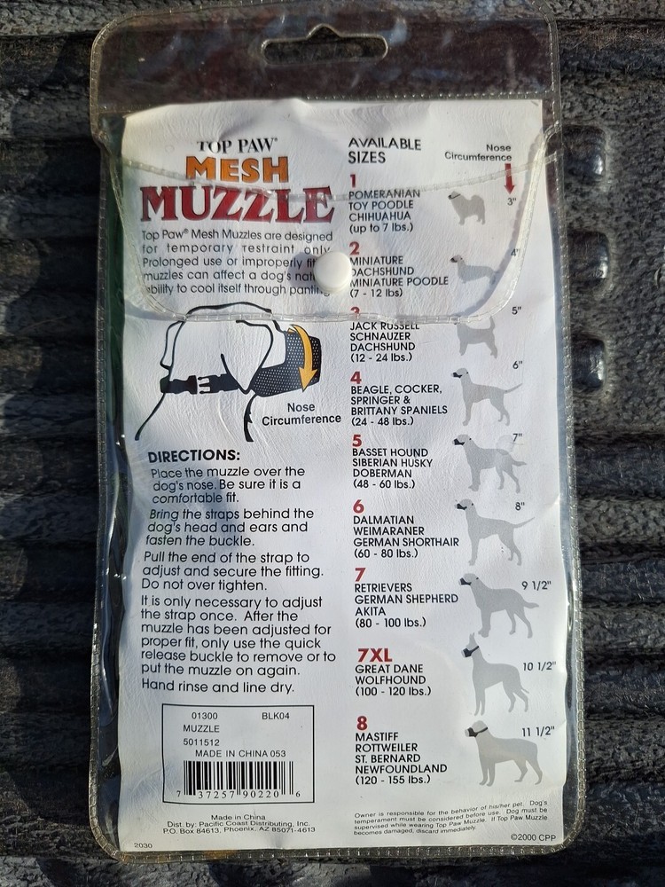Adjustable Mesh Muzzle, Medium Size 4 (24-48 lbs.) Top Paw