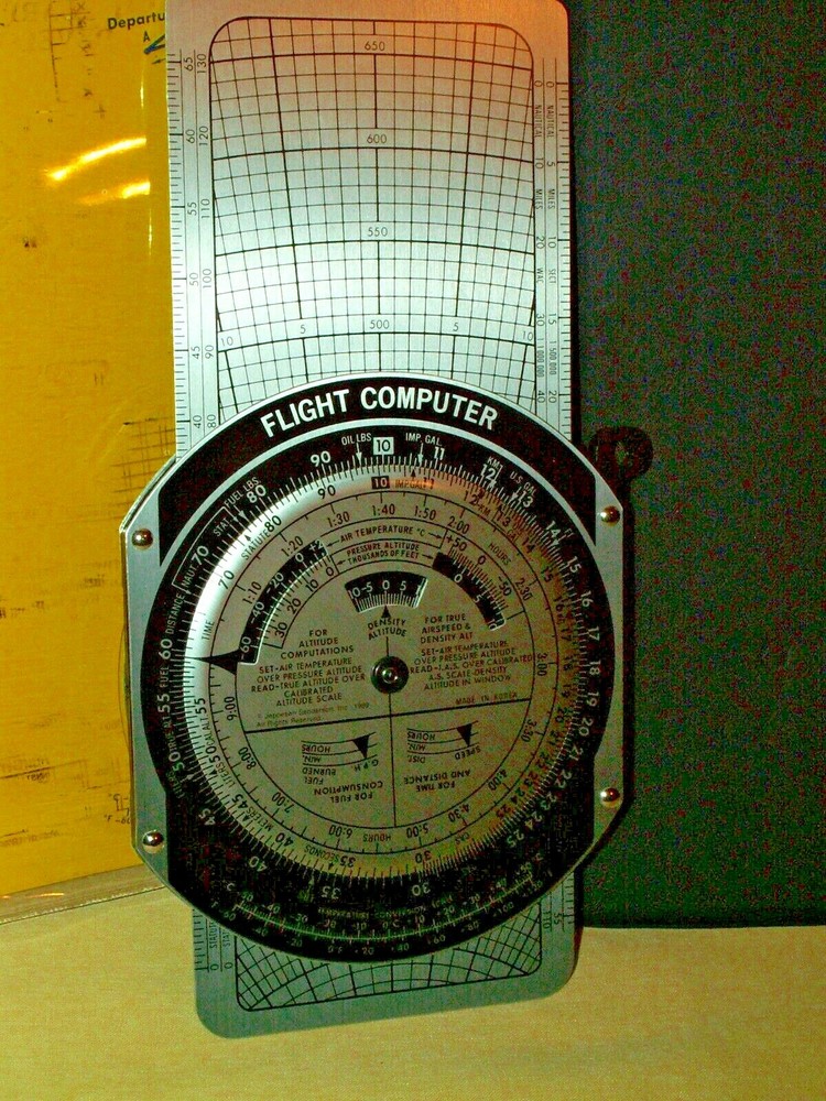 FLIGHT COMPUTER JEPPESEN 1987 SLIDE GRAPH MANUAL POUCH FUEL DISTANCE SPEED.
