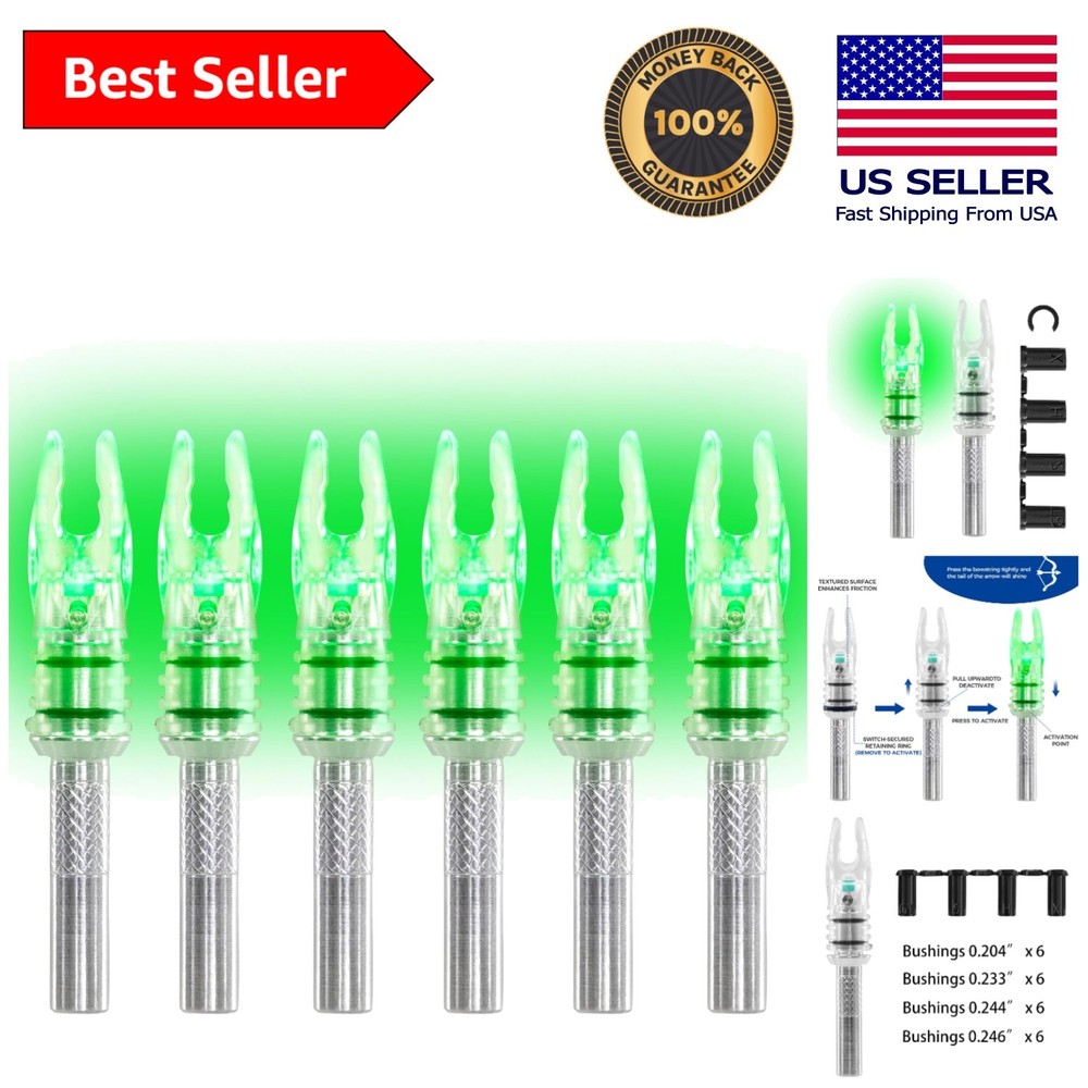 Durable 6 PCS LED Lighted Nocks for Precision Shooting - Easy Pull Activation