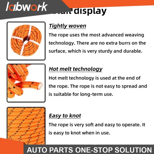 Labwork 1/2"×150' Orange Double Braid Polyester Rope 6180Lbs Breaking Strength