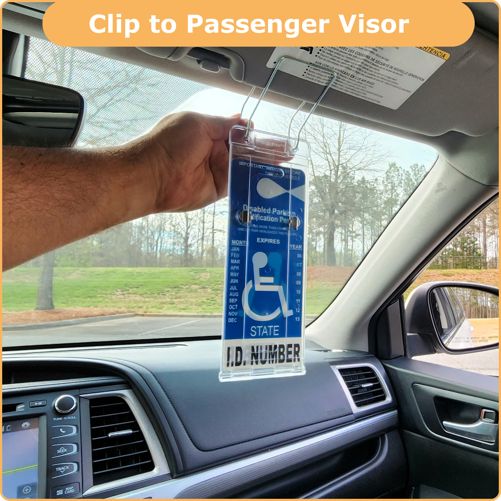 JL Safety Visortag Vertical- Best & Sturdiest Handicap Placard Holder Available!