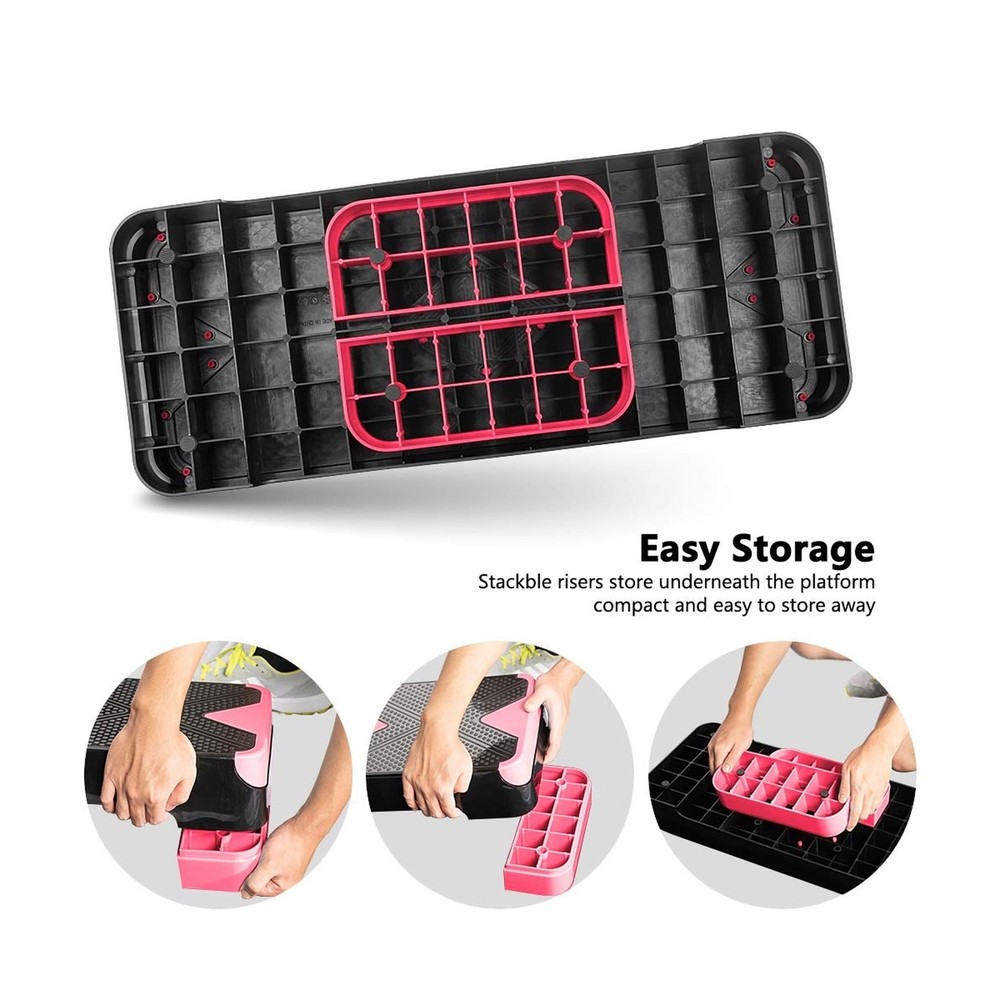 GYMMAGE Adjustable Workout Aerobic Stepper, Aerobic Exercise Step Platform wi...