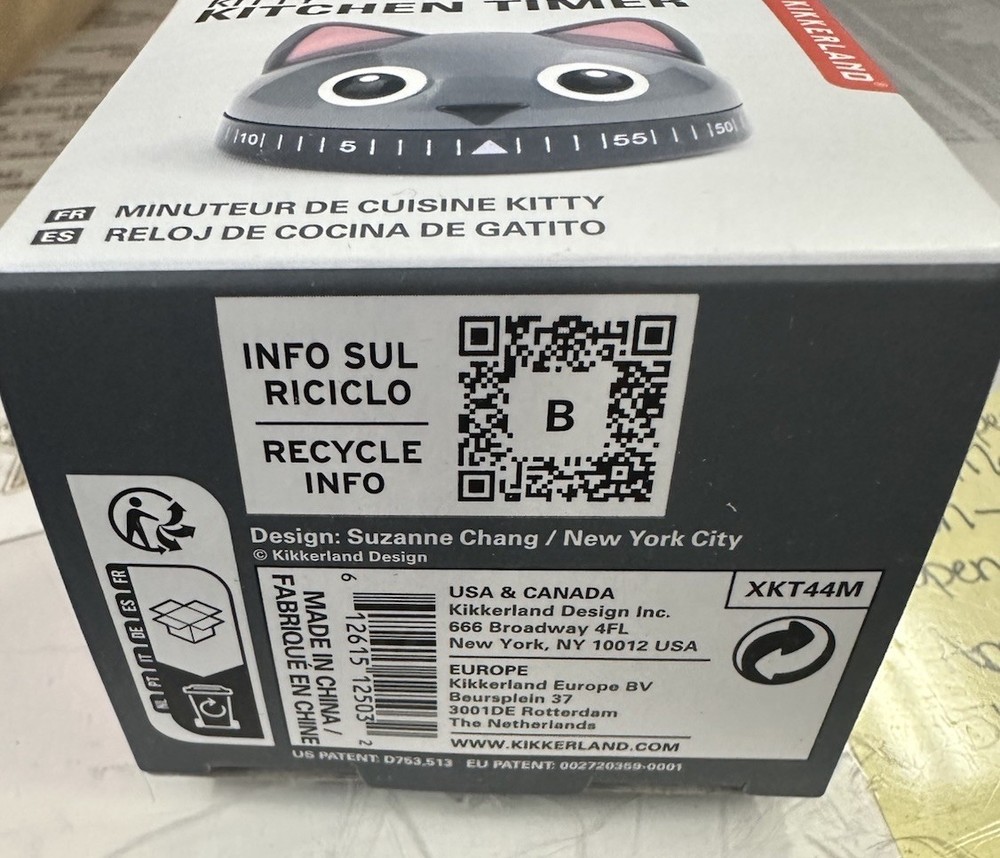 Kikkerland Kitty Kitchen Timer, NEW
