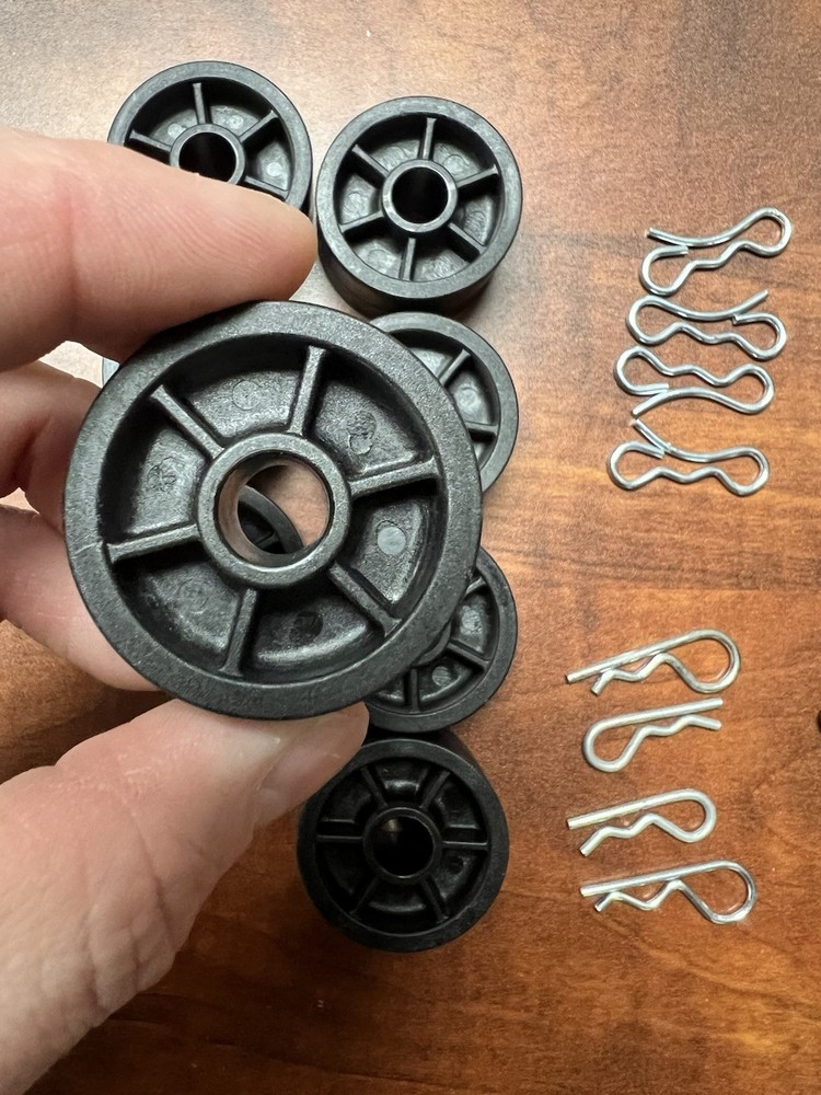 Adjustable Base Roller Guide Wheel & Pin Set plus hardware