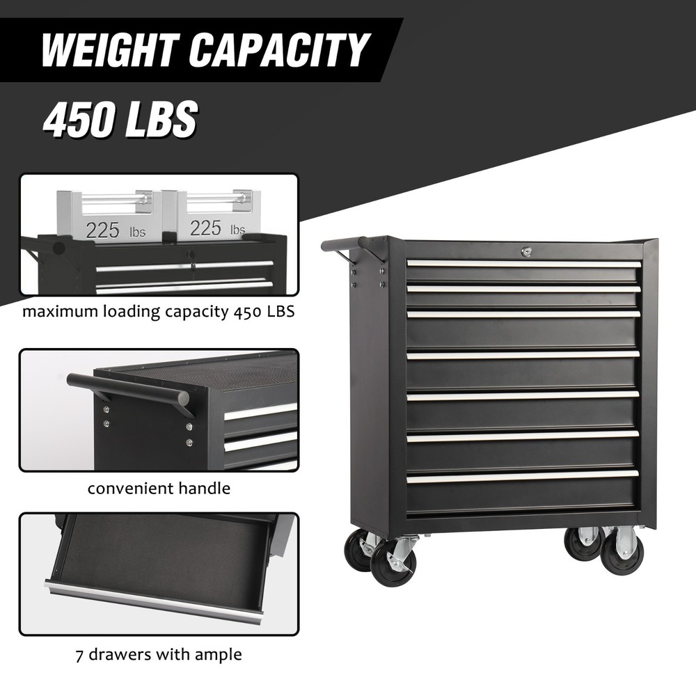 HYCHIKA Rolling Tool Chest with 7-Drawer Tool Box with Wheels Multifunctional To