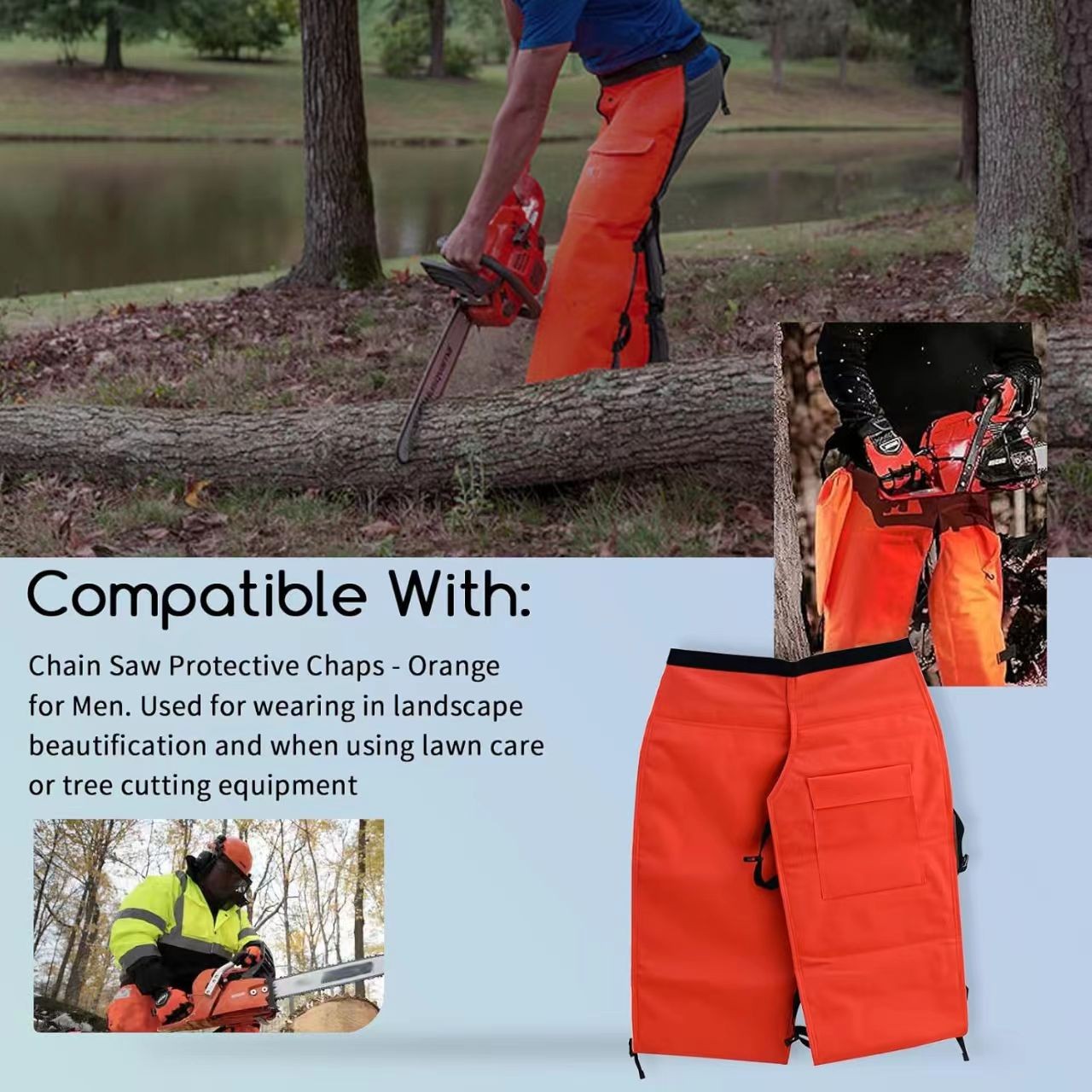 Chainsaw Protective Dynamic Apron Chaps 36"L 30-42" Waist For Stihl Orange New
