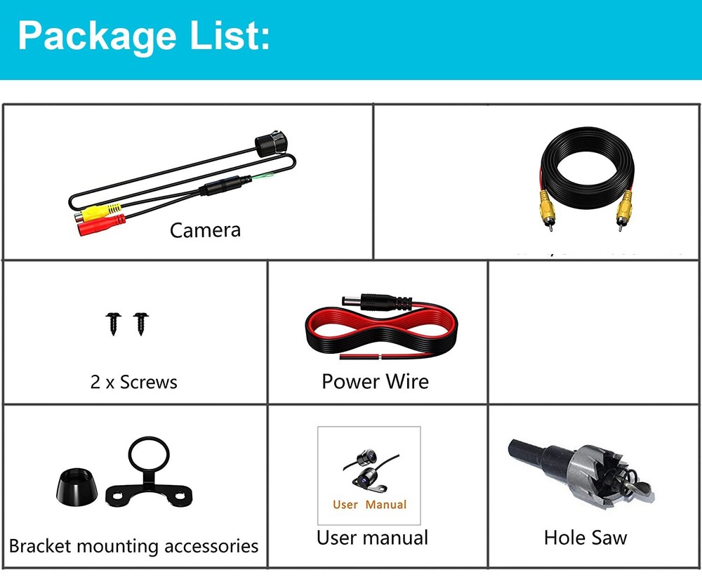 Car Backup Camera Front/Rear View Hang/Flush Mount Two Way Installation Reverse