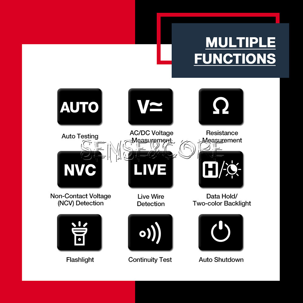 HT93 Digital Multimeter Smart Meter 2000 Counts AC Voltage NCV Tester Car Range-